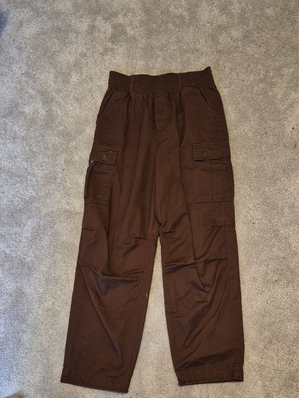 Forever 21 Brown Cargo Pants – Elastic Waist Casual Trousers